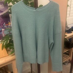 Express Light Teal Crewneck Knit Sweater